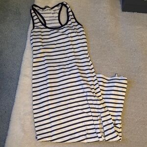 finn & clover White and Navy Striped Racerback Maxi Dress